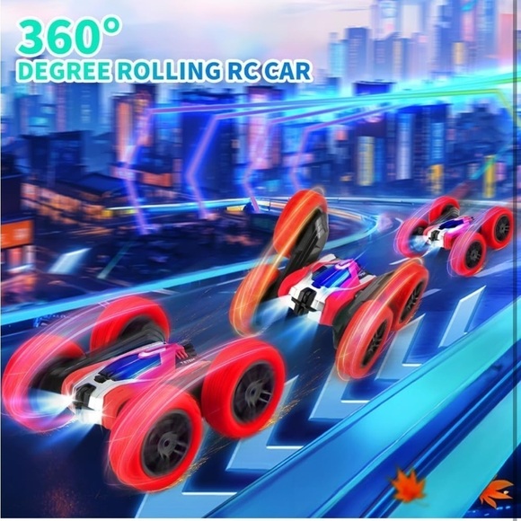 Brand New Remote Control Stunt Car Double-Sided 4 Wheel Drive Music Lights Red - Picture 12 of 16